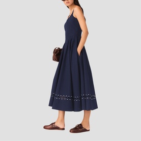 Openwork Embroidery Flared Dress