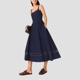 Openwork Embroidery Flared Dress