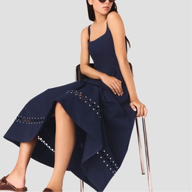 Openwork Embroidery Flared Dress