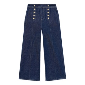 Button Wide Leg Jeans