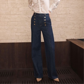 Button Wide Leg Jeans