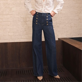 Button Wide Leg Jeans