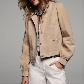 Puff Sleeve Suede Jacket