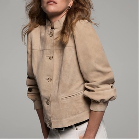 Puff Sleeve Suede Jacket