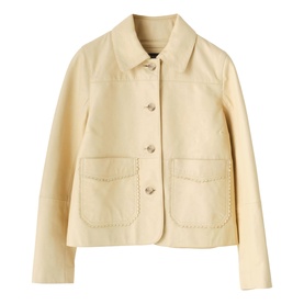 Scallop Trim Leather Jacket