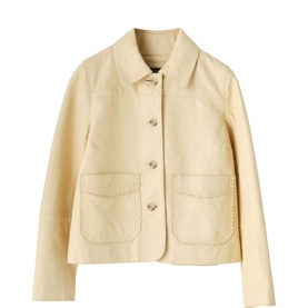 Scallop Trim Leather Jacket