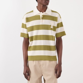 Logo Striped Knitted Polo Shirt