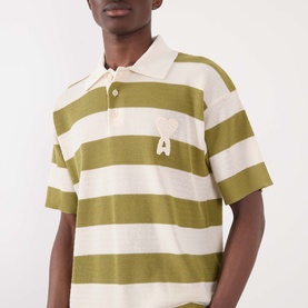 Logo Striped Knitted Polo Shirt