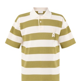 Logo Striped Knitted Polo Shirt
