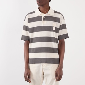 Logo Striped Knitted Polo Shirt