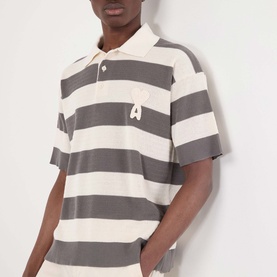 Logo Striped Knitted Polo Shirt