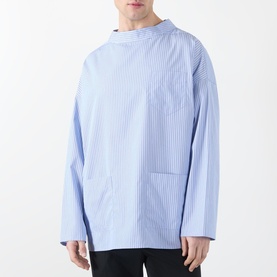 Triangle Logo Patch Pocket Striped Shirt