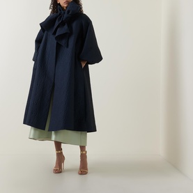 Juno Bow Tie Textured Coat