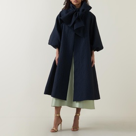 Juno Bow Tie Textured Coat