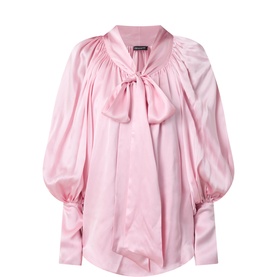 Sable Bow-Tie Pleated Blouse