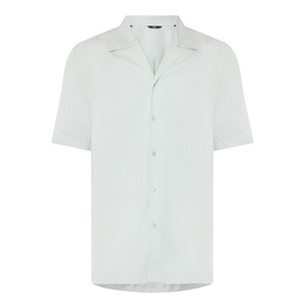 Seven Jeans Dusty Blue lyocell regular fit short-sleeve shirt with camp collar and button placket
