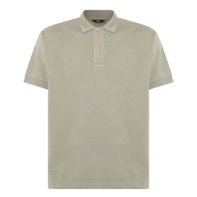 Seven Jeans Regular Polo in army green, short-sleeved piqu&eacute; fabric with three-button placket and ribbed collar