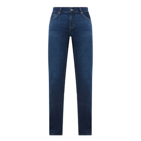 Seven Jeans straight-leg jeans in Indigo Minty, 99% cotton, five-pocket design with contrast stitching detail