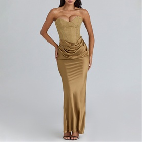 Aurelia Brocade Strapless Corset Gown