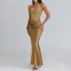 Aurelia Brocade Strapless Corset Gown