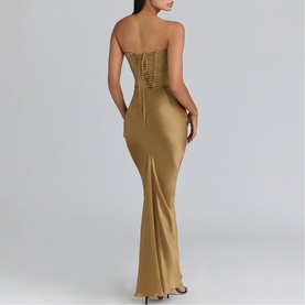 Aurelia Brocade Strapless Corset Gown