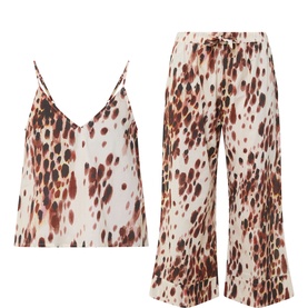 Leopard Cami & Wide-Leg Bottoms Pyjama Set