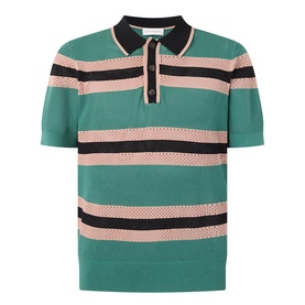 Stripe Knit Polo Shirt