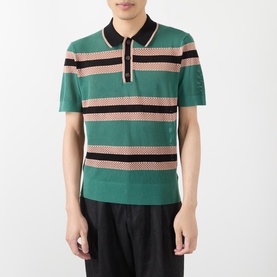 Stripe Knit Polo Shirt