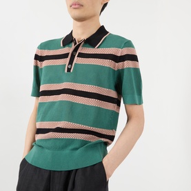 Stripe Knit Polo Shirt
