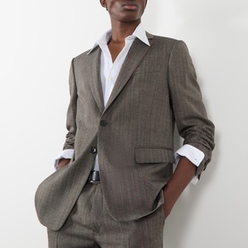 Single-Breasted Pinstripe Two-Piece Suit