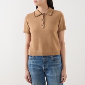 The Leather Stitch Polo Sweater