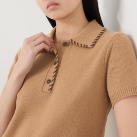 The Leather Stitch Polo Sweater