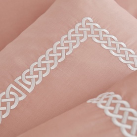 400 Thread Count Celtic Knot Square Pillowcase Pair Pink on White