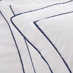 400 Thread Count Double Tape Edge Square Pillowcase Pair White on Navy