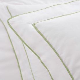 400 Thread Count Double Tape Edge Square Pillowcase Pair White on Sage