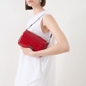 The Glossy Croc Snapshot Shoulder Bag