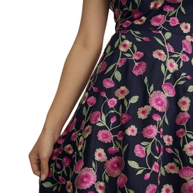 Tia Floral Embroidered Flared Dress