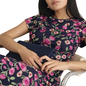 Tia Floral Embroidered Flared Dress