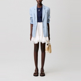 Lace Trim Mini Flared Skirt