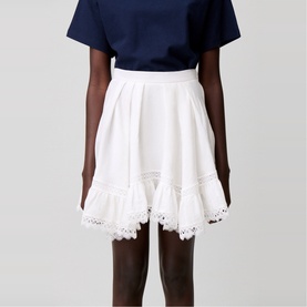 Lace Trim Mini Flared Skirt