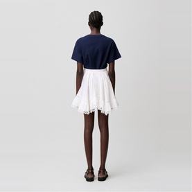 Lace Trim Mini Flared Skirt