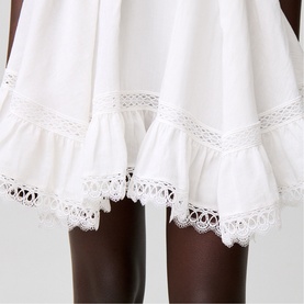 Lace Trim Mini Flared Skirt