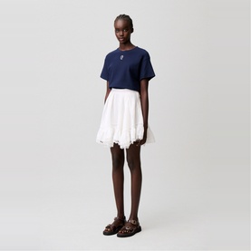 Lace Trim Mini Flared Skirt