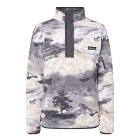 Helvetia Half-Buttoned Logo Printed Fleece Sweatshirt