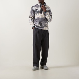 Helvetia Half-Buttoned Logo Printed Fleece Sweatshirt