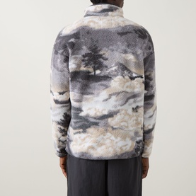 Helvetia Half-Buttoned Logo Printed Fleece Sweatshirt