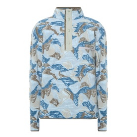 Helvetia Half-Buttoned Logo Printed Fleece Sweatshirt