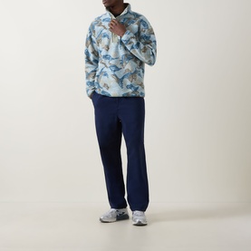 Helvetia Half-Buttoned Logo Printed Fleece Sweatshirt