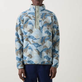 Helvetia Half-Buttoned Logo Printed Fleece Sweatshirt