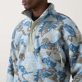 Helvetia Half-Buttoned Logo Printed Fleece Sweatshirt
